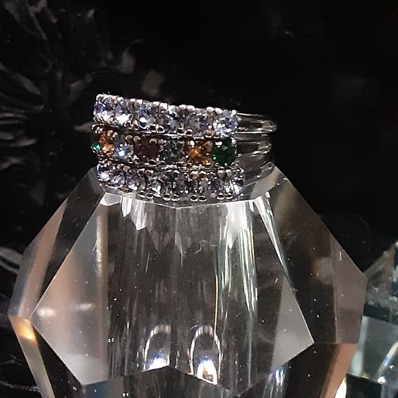 COPY - SWAROVSKI AURORA BOREALIS BAND RING. 9 - Picture 3 of 5